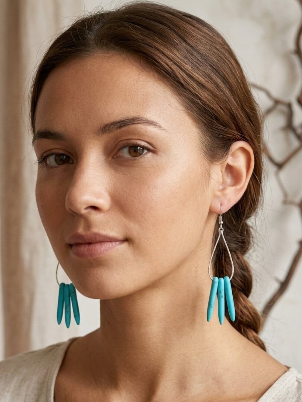 Turquoise Howlite Spike Drop Earrings NWT